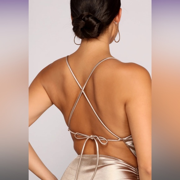 Windsor Formal Satin High Slit Dress - Picture 2 of 9